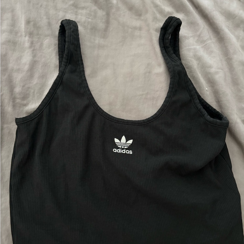 Adidas Women's Black Ribbed Tank Top